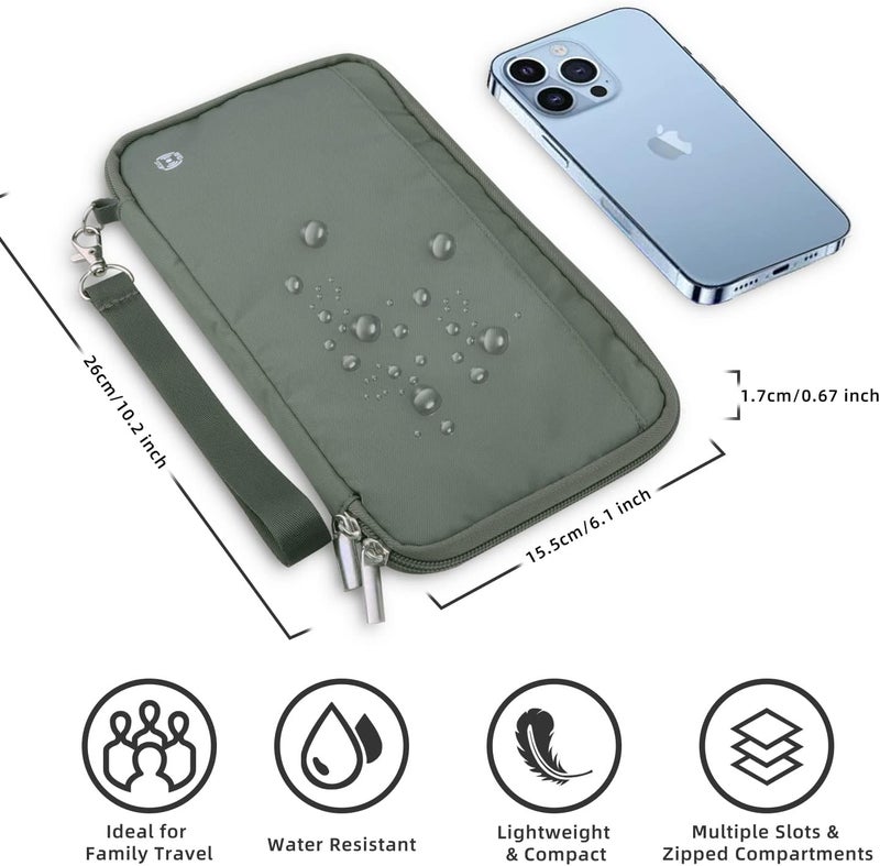 WALNEW RFID Family Passport Holder Wallet with Tracker/AirTag Holder, Travel Document Organizer Zipper Pouch with Wristlet and Cross Body Straps for Women Men - Image 2